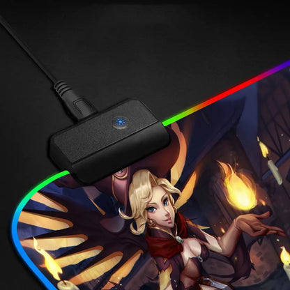 Witch Mercy Overwatch XXL RGB Gaming Mouse Pad - Large LED Gamer Mat