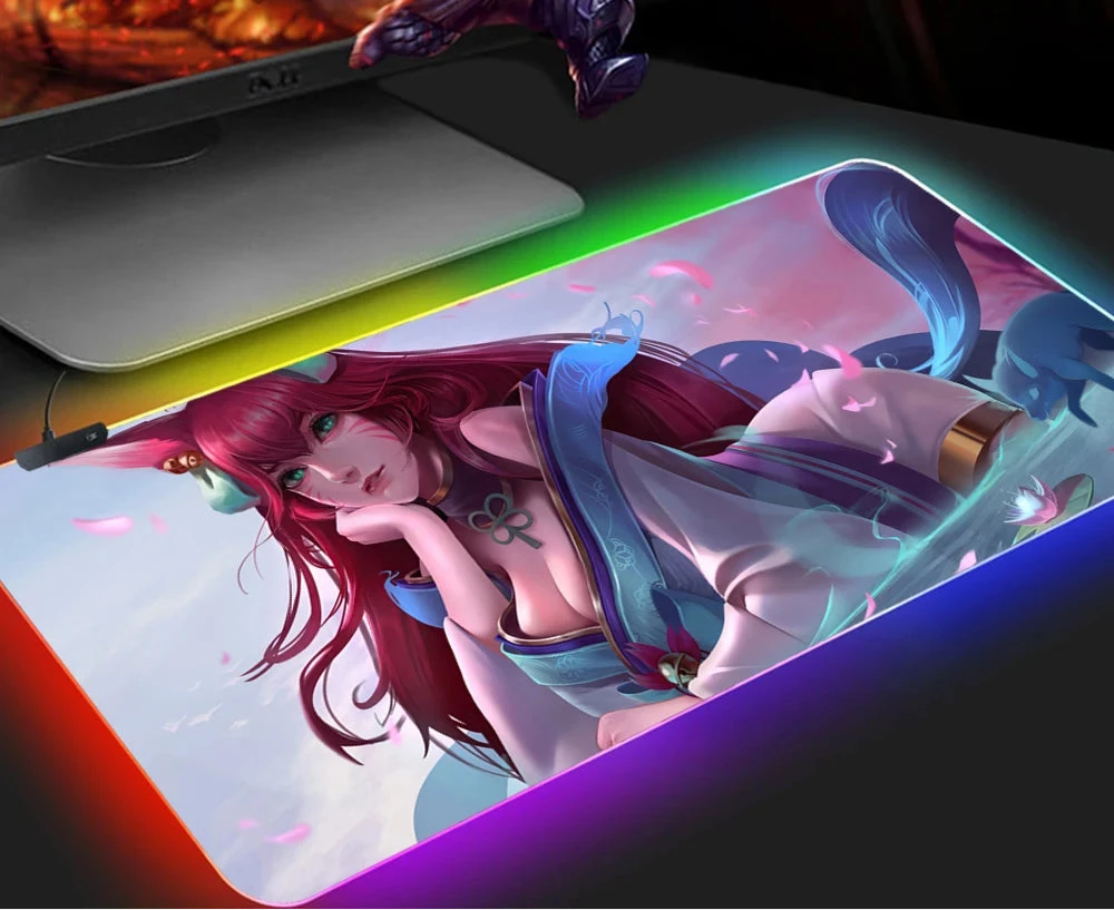 KDA Ahri RGB Gaming Mouse Pad - LED Backlit Mat (300 x 700 x 4mm)