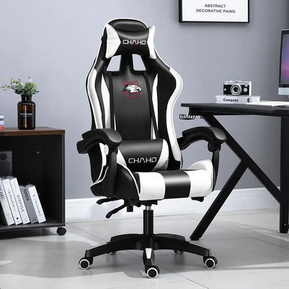 Ergonomic Gaming Chair - PU Leather Office Swivel Chair with RGB, Bluetooth & Footrest