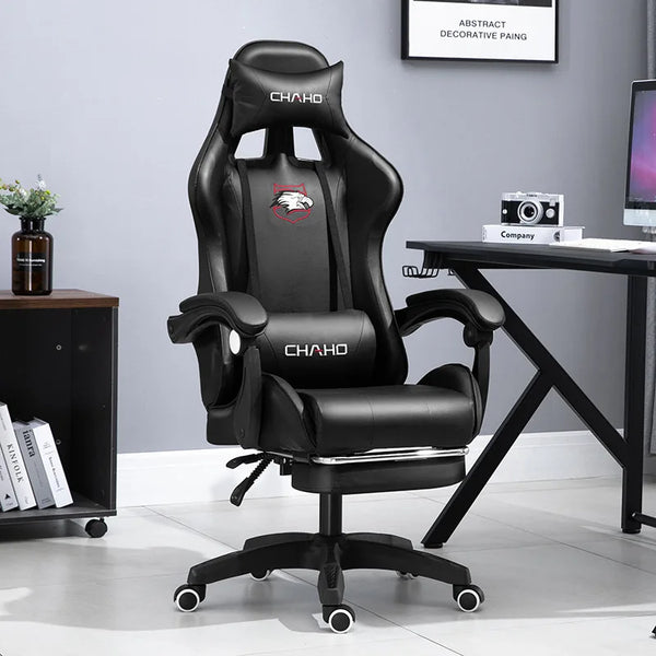 Ergonomic Gaming Chair - PU Leather Office Swivel Chair with RGB, Bluetooth & Footrest