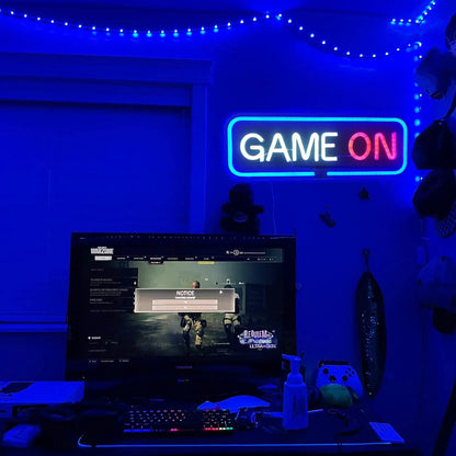 Game on Gamer LED Sign USB Powered Game Player LED Neon Sign for Wall Decor Game Room Decor Area Man Cave Pub Gift for Boys