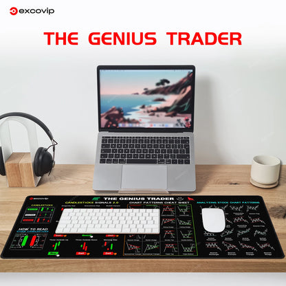 EXCO Stock Market Mouse Pad – Large 800x300mm Trader Chart Desk Mat, Candlestick Pattern, Non-Slip Rubber Base