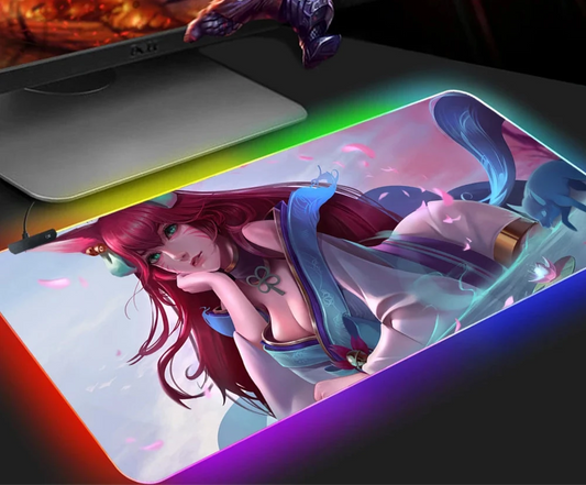 KDA Ahri RGB Gaming Mouse Pad - LED Backlit Mat (300 x 350 x 4mm)