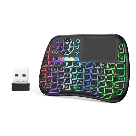 Keyboard With USB Receiver Wireless Touchpad Type C Rechargeable 2.4G/Bluetooth-compatible Learn Exclusive Keys for Mac OS Linux