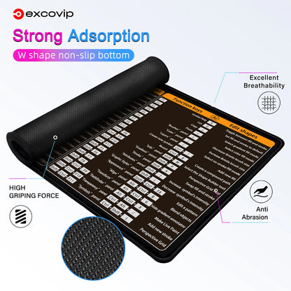 EXCO Photo & Video Editing Shortcuts Mouse Pad – Large Extended Non-Slip Desk Mat