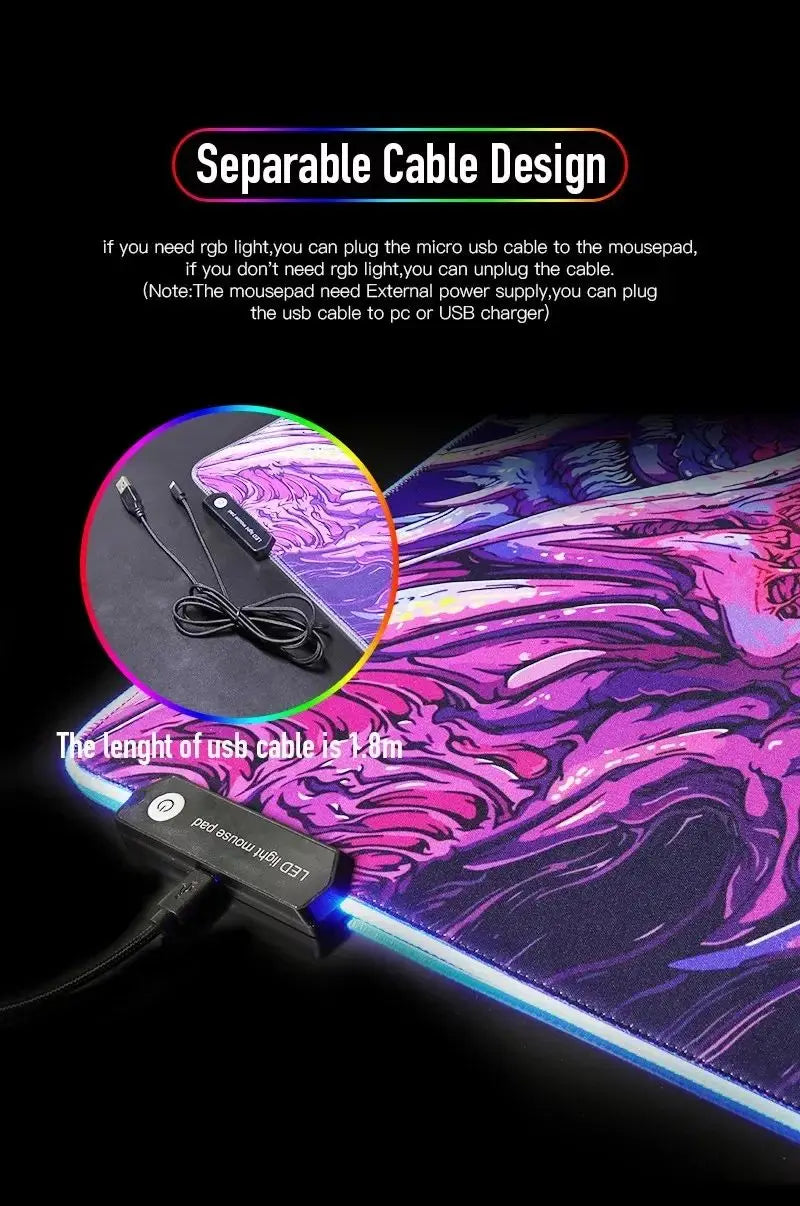 Punishing Gray Raven XXL RGB Gaming Mouse Pad - Large LED Gamer Mat