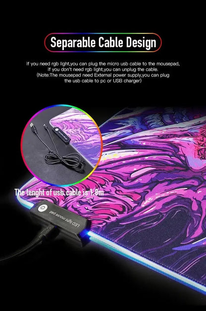 Punishing Gray Raven XXL RGB Gaming Mouse Pad - Large LED Gamer Mat