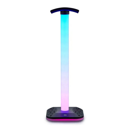 RGB Gaming Headphone Stand – USB Hub, Rhythm Light, Alloy Desk Display Holder for Headsets