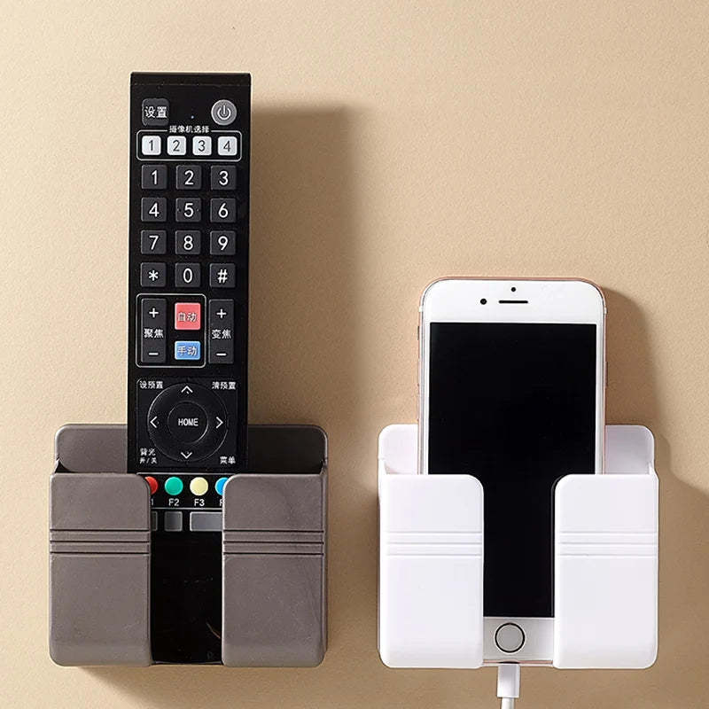 Wall-Mounted Storage Box - Multifunction Punch-Free Organizer for TV Remote, Phone & Charging Plug Holder