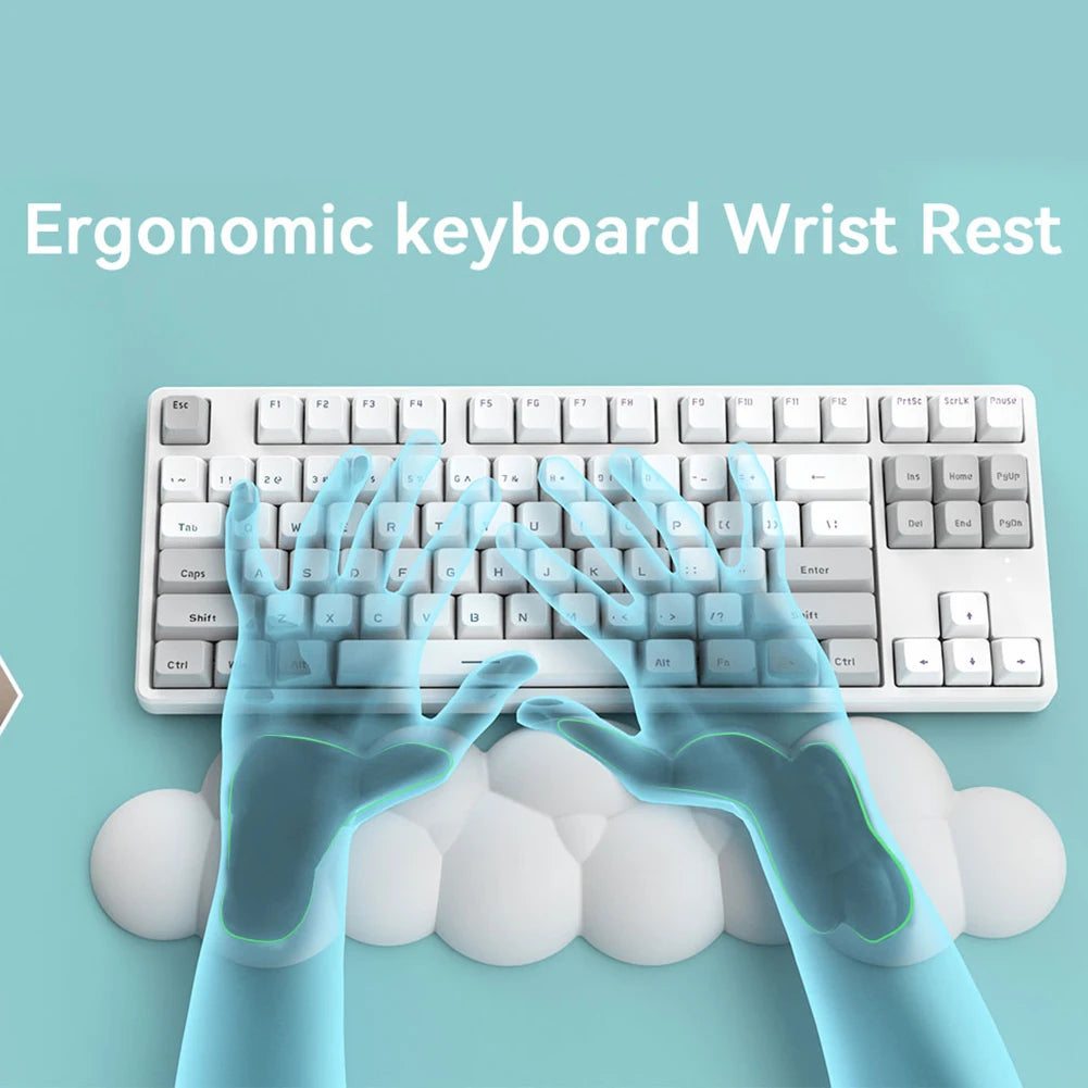 Cotton Cloud Keyboard Wrist Rest Pad Non-Slip Mouse PU Wrist Rest Support Ergonomic Soft Memory Foam for Laptop Home Office