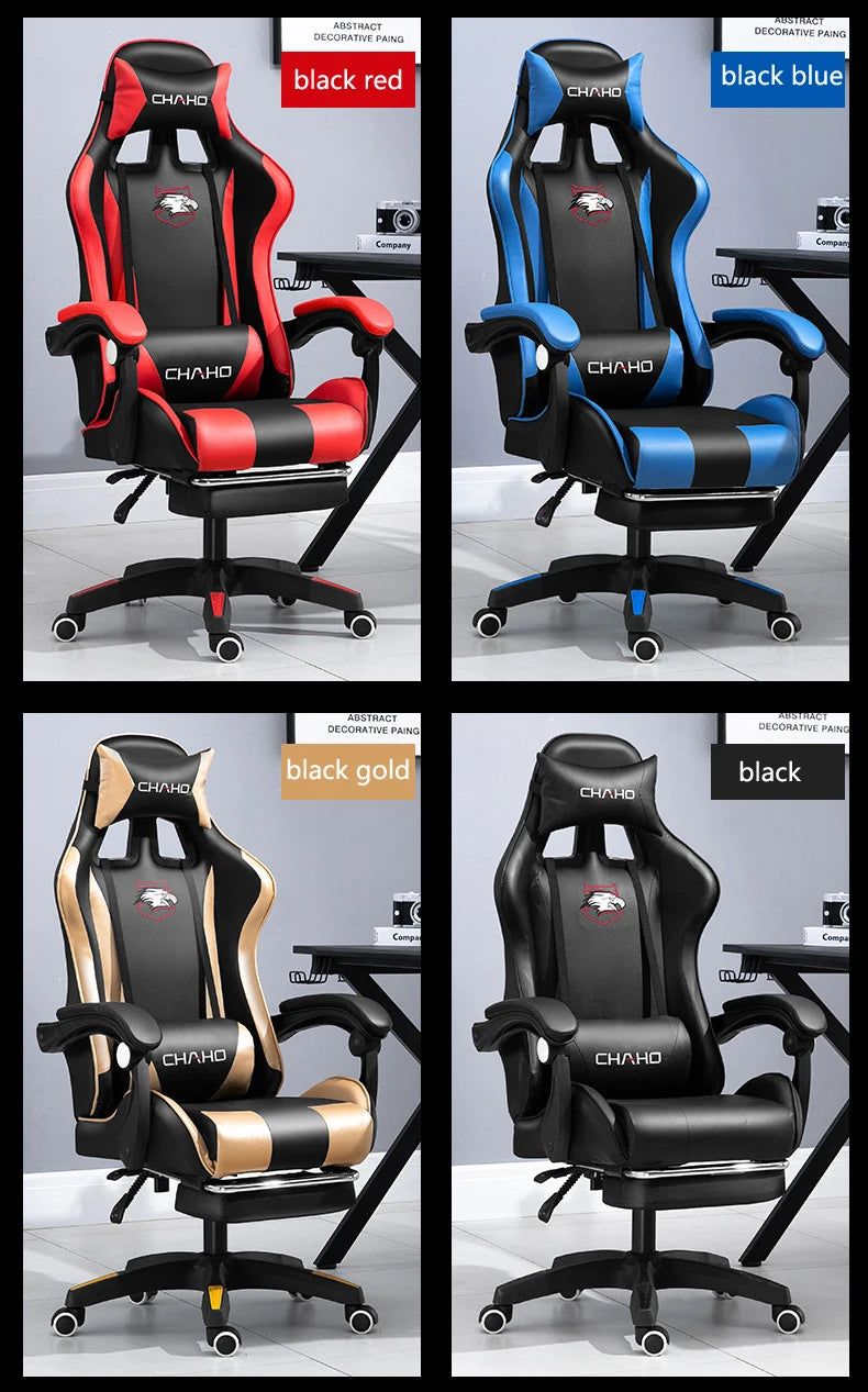 Ergonomic Gaming Chair - PU Leather Office Swivel Chair with RGB, Bluetooth & Footrest