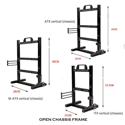 Aluminum Open-Air PC Case Frame – ITX/mATX/ATX Support, Vertical Computer Chassis for Water Cooling & DIY Builds