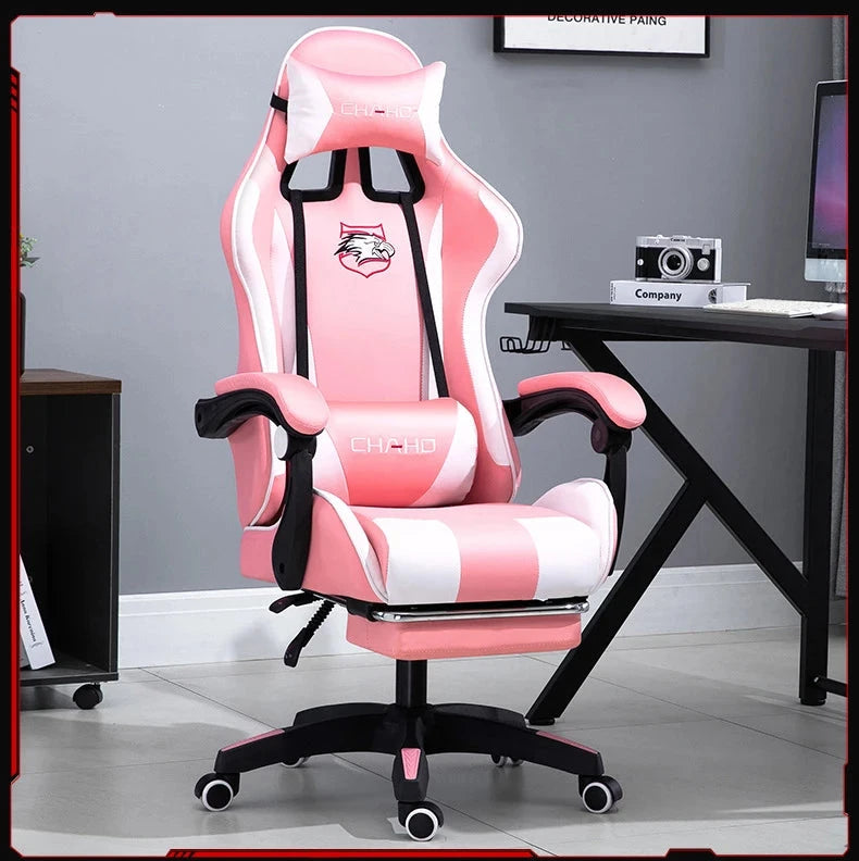 Ergonomic Gaming Chair - PU Leather Office Swivel Chair with RGB, Bluetooth & Footrest