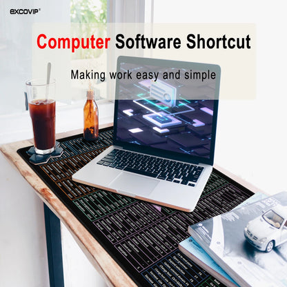 EXCO Office Shortcuts Mouse Pad – Large Extended Desk Mat for Excel, Word & PowerPoint