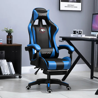 Ergonomic Gaming Chair - PU Leather Office Swivel Chair with RGB, Bluetooth & Footrest