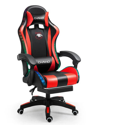 Ergonomic Gaming Chair - PU Leather Office Swivel Chair with RGB, Bluetooth & Footrest