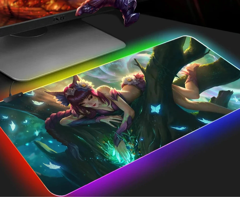 KDA Ahri RGB Gaming Mouse Pad - LED Backlit Mat (400 x 900 x 4mm)