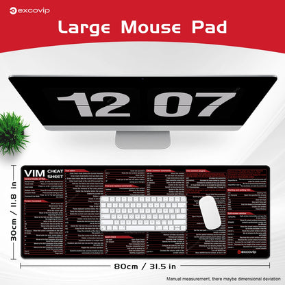 EXCO Vim Text Editor Mouse Pad – Large Cheat Sheet Desk Mat with Stitched Edge