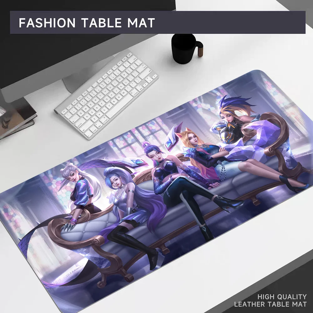 L-LOL KDA Ahri Akali Kaisa Seraphine Mousepad 80x30cm XL Lockedge Office Computer Desk Mat Table Keyboard Big Mouse Pad Laptop