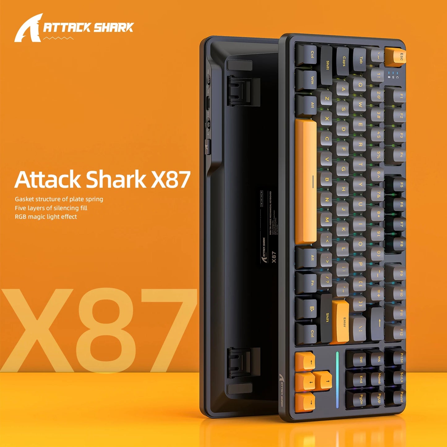 Attack Shark X87 Wireless Mechanical Gaming Keyboard – RGB, Hot-Swappable Banana Switches, 87 Keys