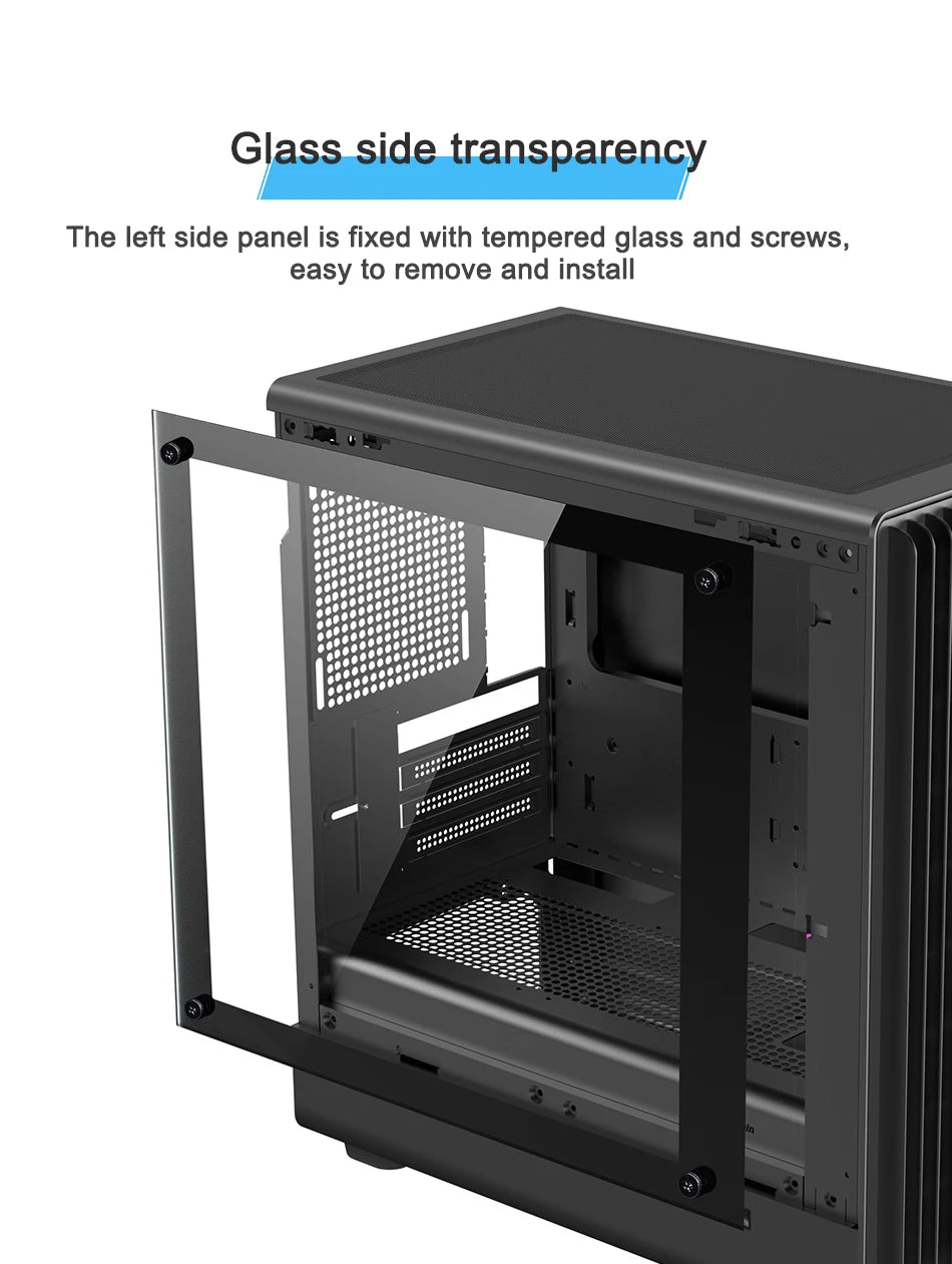 Power Train V1 MATX/ITX PC Case – Tempered Glass, Vertical Chassis, 240/280mm Water Cooling Support