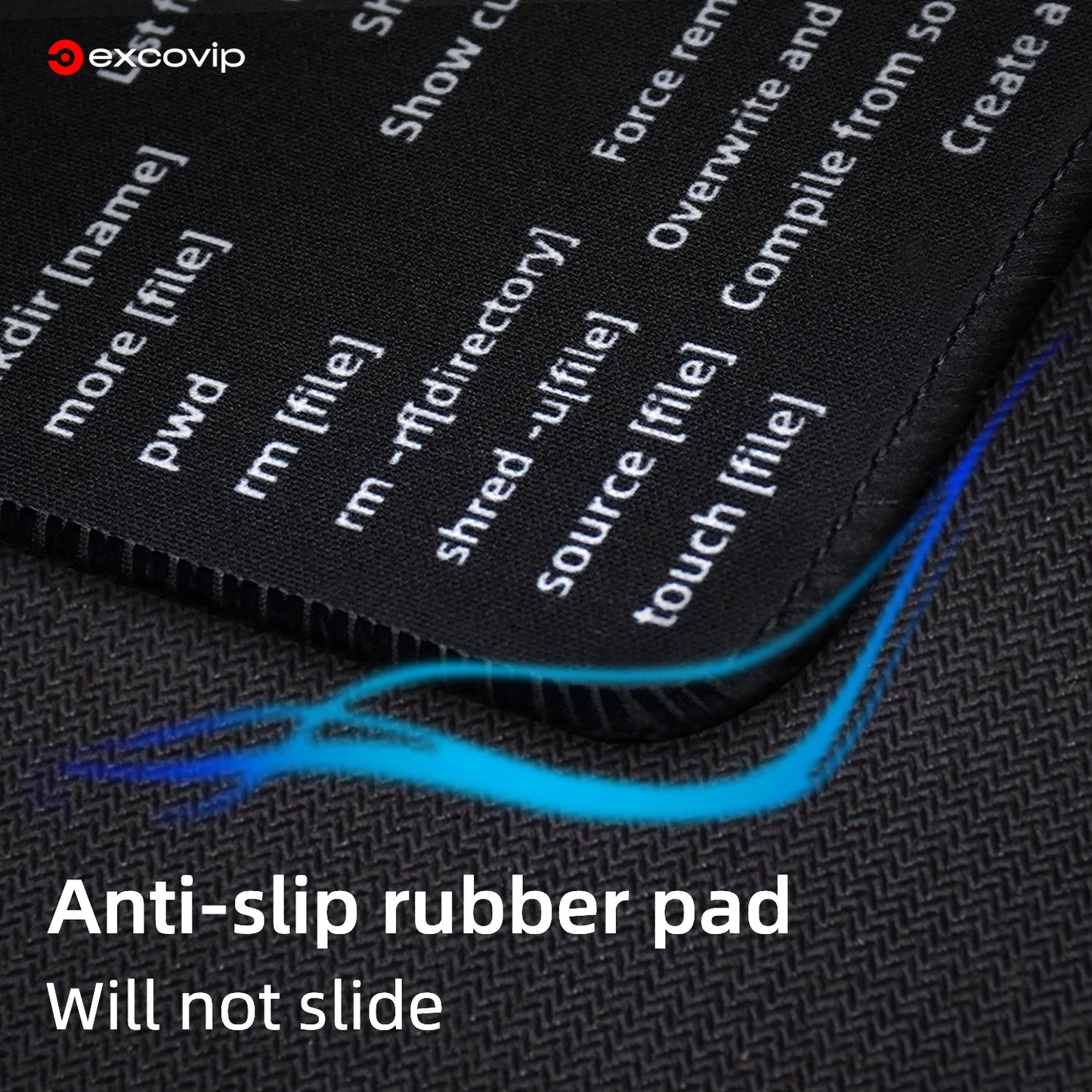 EXCO Linux Shortcuts Mouse Pad – 260x210mm, Non-Slip Rubber Base, Stitched Edge, Command Line Cheat Sheet