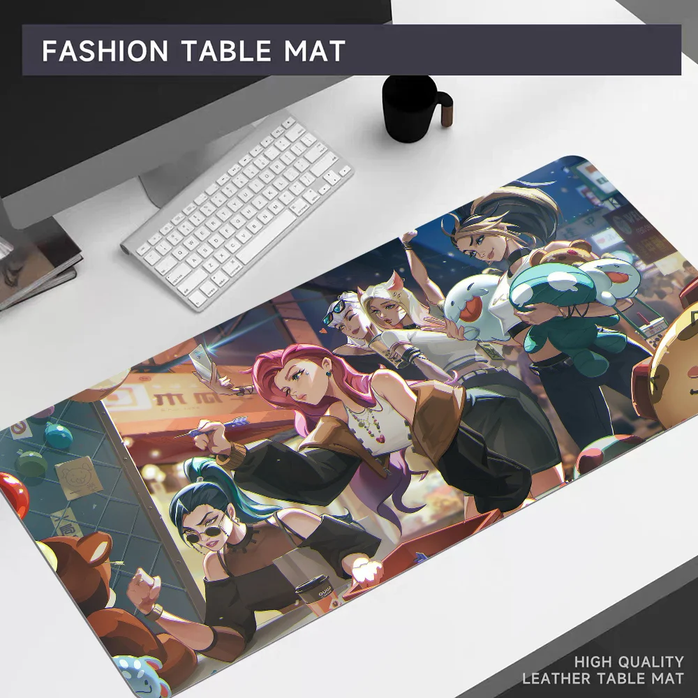 L-LOL KDA Ahri Akali Kaisa Seraphine Mousepad 80x30cm XL Lockedge Office Computer Desk Mat Table Keyboard Big Mouse Pad Laptop
