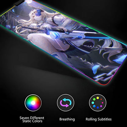 Punishing Gray Raven XXL RGB Gaming Mouse Pad - Large LED Gamer Mat