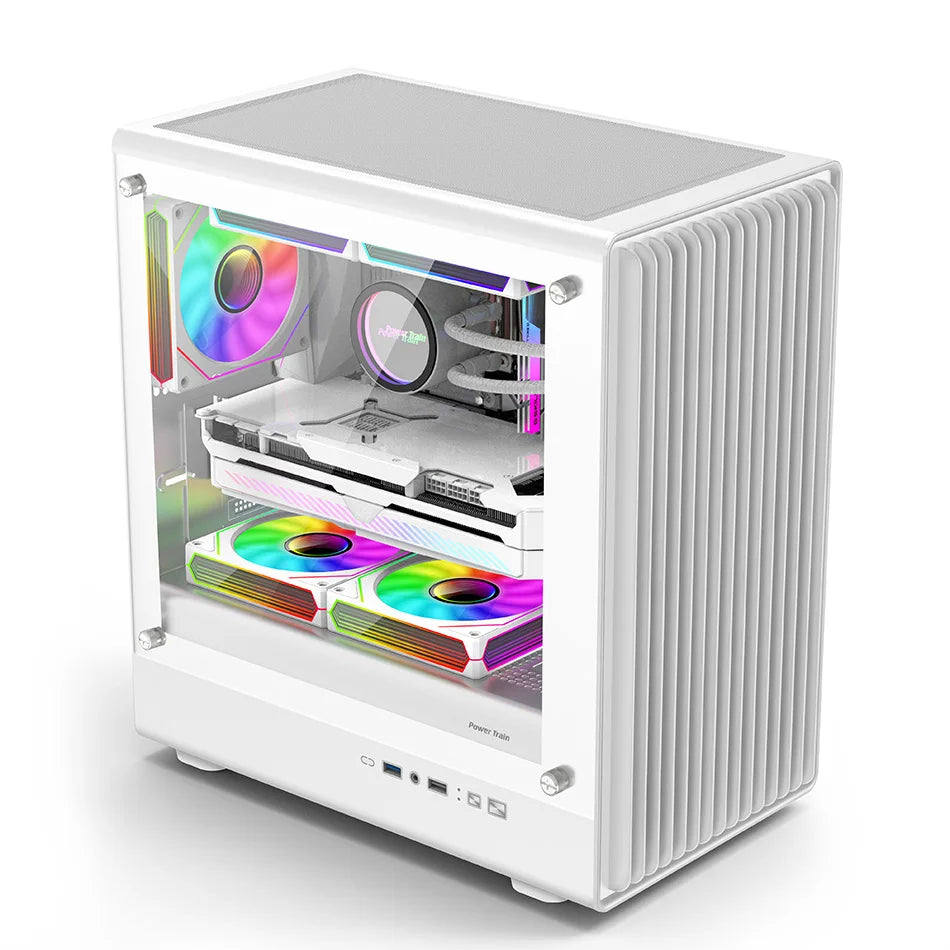 Power Train V1 MATX/ITX PC Case – Tempered Glass, Vertical Chassis, 240/280mm Water Cooling Support