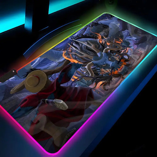O-OneS P-PieceS Mouse Pad Gaming LED Mouse Mat 900x400 Mousemats Table Pads manga PC Desk Mat RGB Keyboard Mat XXL