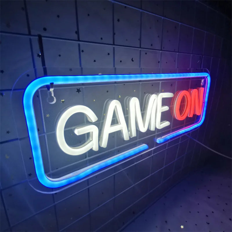 Game on Gamer LED Sign USB Powered Game Player LED Neon Sign for Wall Decor Game Room Decor Area Man Cave Pub Gift for Boys