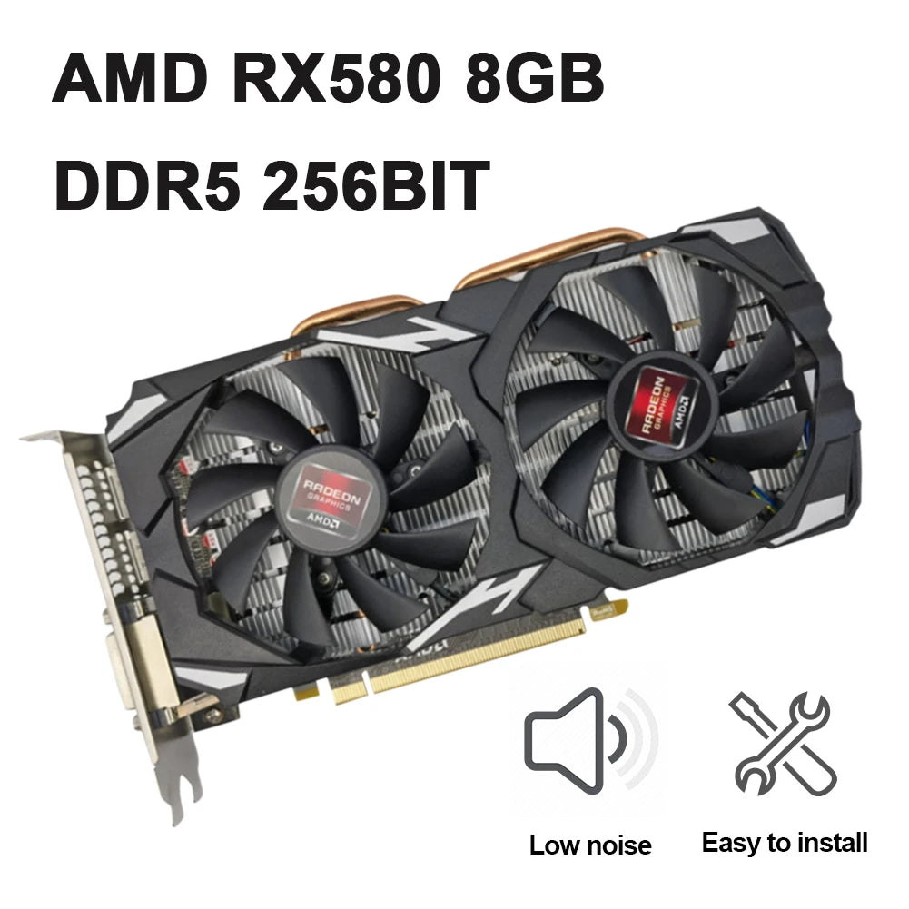 RX580 Gaming Graphics Card 1/2/4/8GB DDR3 – PCI-E X16 GPU for PC