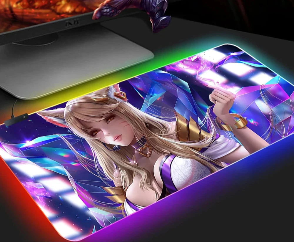 KDA Ahri RGB Gaming Mouse Pad - LED Backlit Mat (250 x 350 x 4mm)