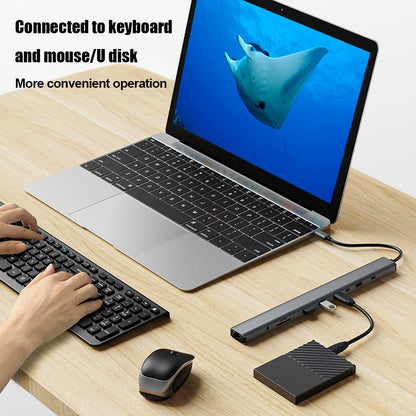 USB C Dock Headphone/Speaker Connections Hub Dongle SD/TF Card Reader 10-in-1 Multiport RJ45 Gigabit Ethernet for Macbook Huawei