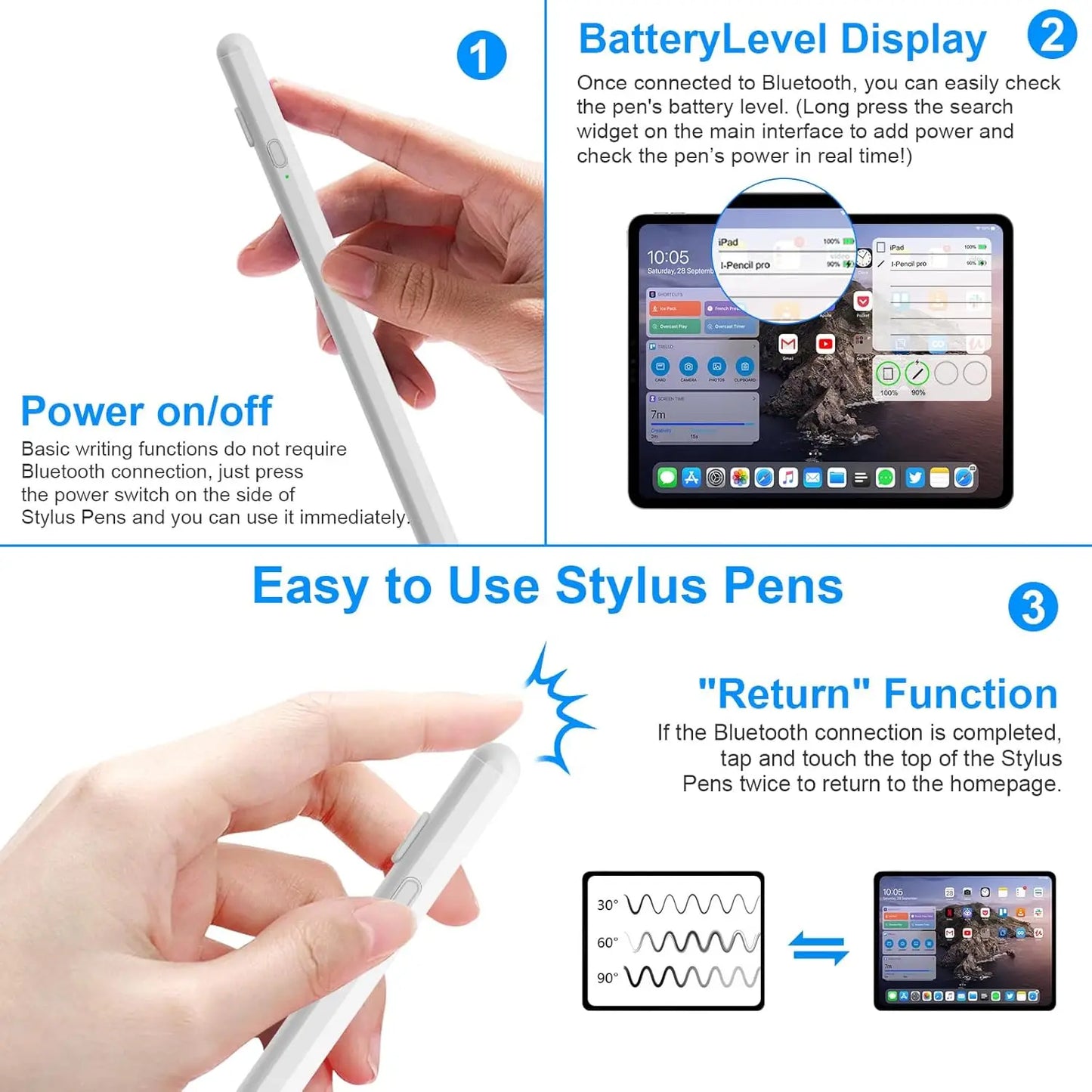 Stylus Pen with Bluetooth, Magnetic Attachment, Tilt Sensing