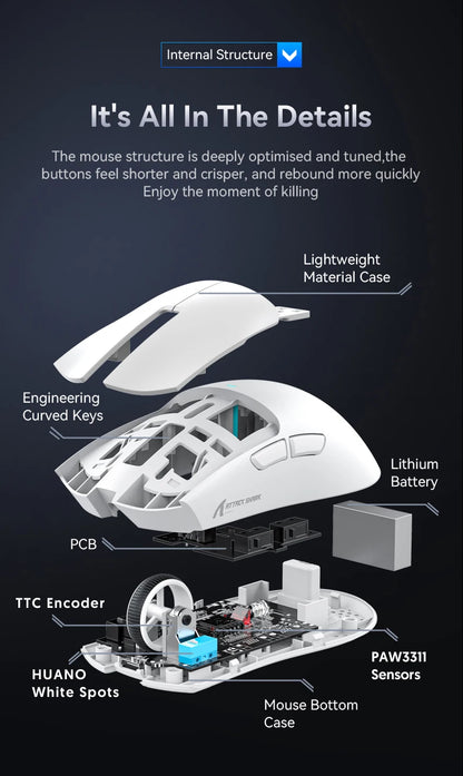 Attack Shark X11 Wireless Gaming Mouse – 22000DPI, RGB, Bluetooth, 3 Modes, Charging Dock