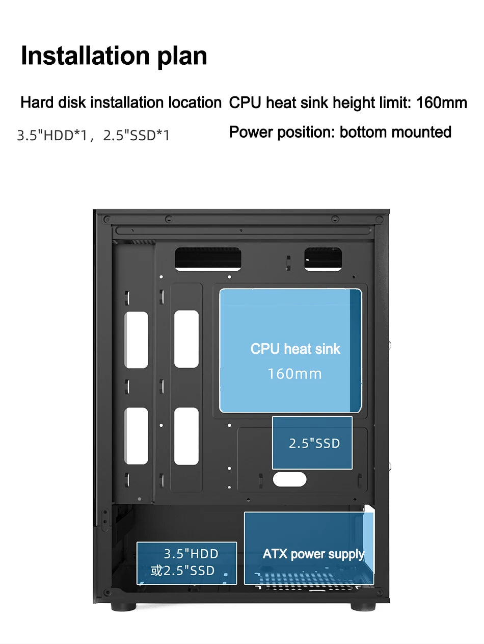 Power Train Illusionary Realm PC Case – M-ATX/ITX, Side Transparent Panel, 240mm Water Cooling Support