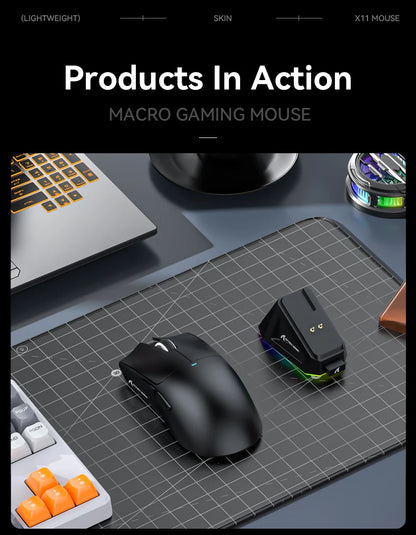 Attack Shark X11 Wireless Gaming Mouse – 22000DPI, RGB, Bluetooth, 3 Modes, Charging Dock