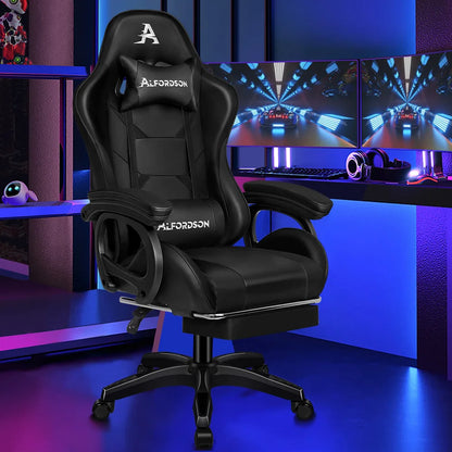 Alfordson Gaming Office Chair – Racing-Style Ergonomic Massage Chair with Footrest