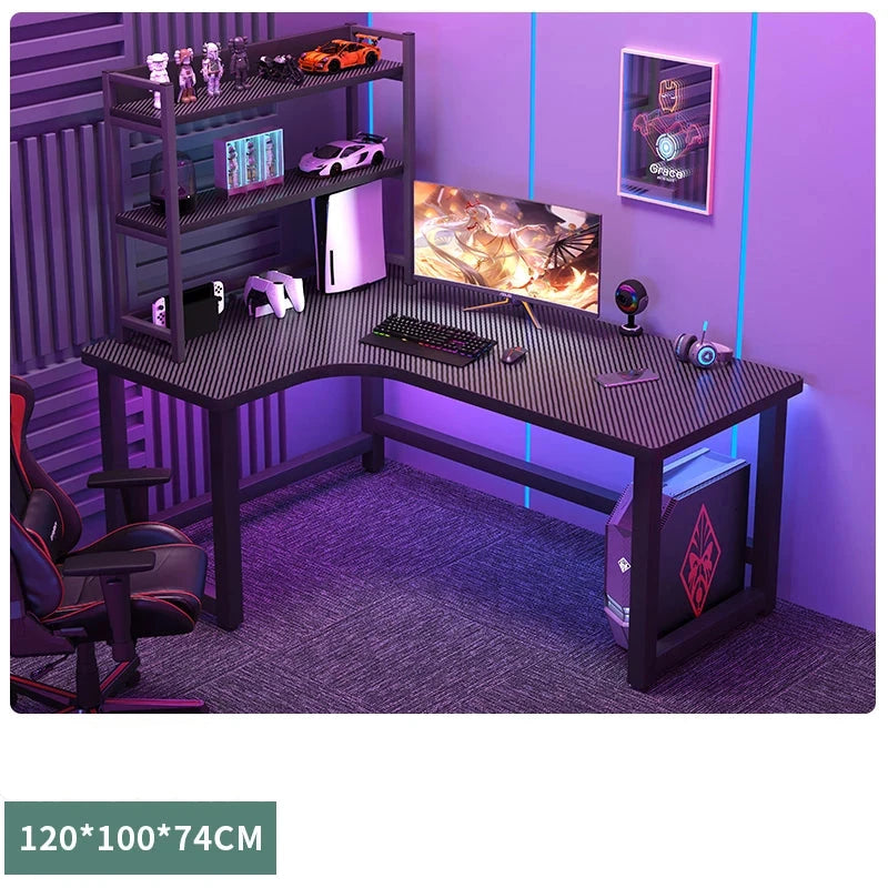 Modern L-Shaped Corner Gaming Desk - Wooden Desktop Computer Table for Home & Office