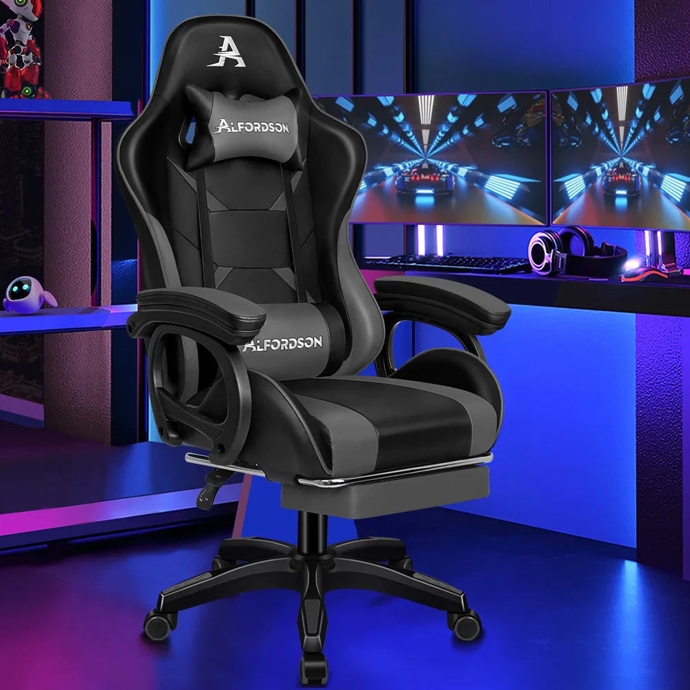 Alfordson Gaming Office Chair – Racing-Style Ergonomic Massage Chair with Footrest