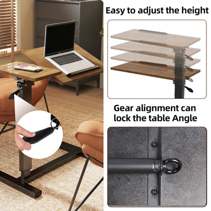 Adjustable Overbed Table with Wheels – Split Bedside Laptop & Standing Desk