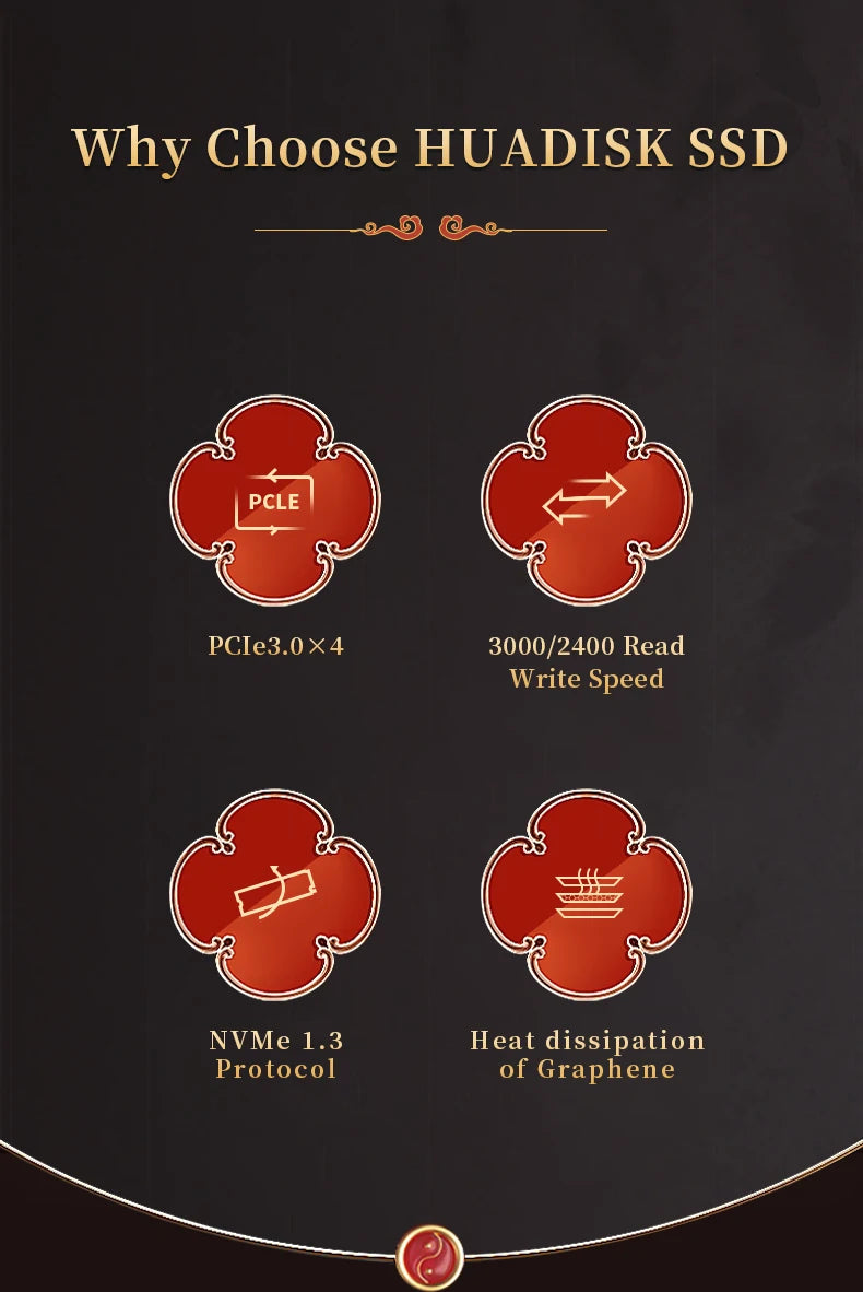 Huadisk NVMe M.2 SSD – 512GB/1TB, PCIe 3.0 x4, 3000MB/s Read, High-Performance Internal SSD for Gaming & Workstations