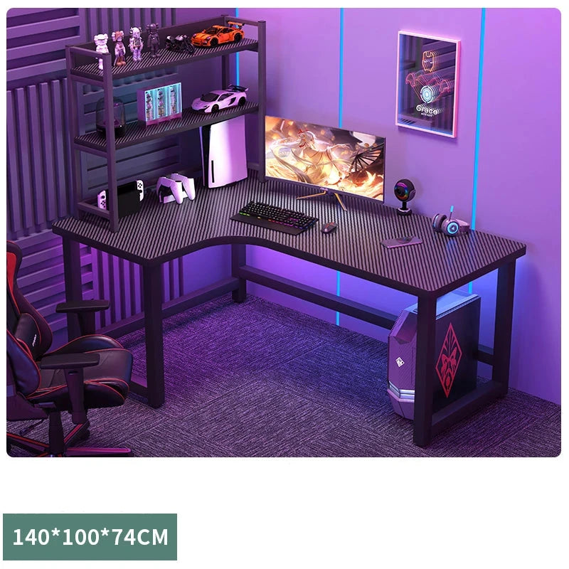 Modern L-Shaped Corner Gaming Desk - Wooden Desktop Computer Table for Home & Office