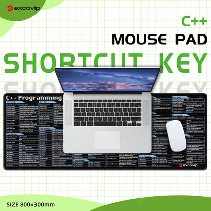 EXCO C++ Programming Mouse Pad – Large Cheat Sheet Desk Mat with Stitched Edge