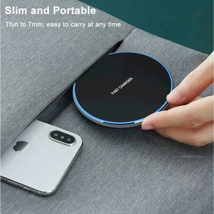 15W Wireless Charger Pad – Compatible with iPhone, Samsung Galaxy, and AirPods Pro