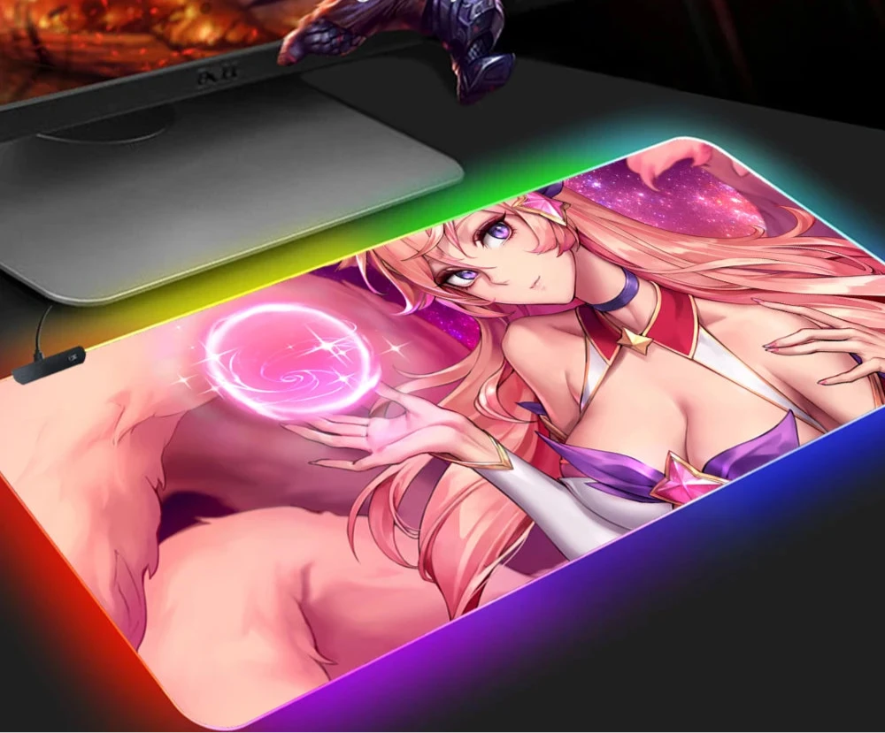 KDA Ahri RGB Gaming Mouse Pad - LED Backlit Mat (250 x 350 x 4mm)