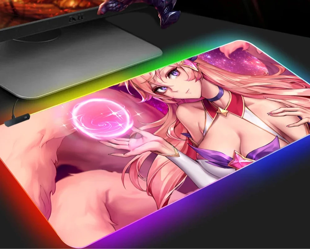 KDA Ahri RGB Gaming Mouse Pad - LED Backlit Mat (300 x 700 x 4mm)