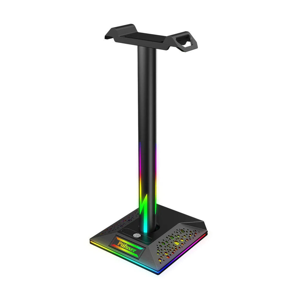 RGB Gaming Headphone Stand – USB Hub, Rhythm Light, Alloy Desk Display Holder for Headsets