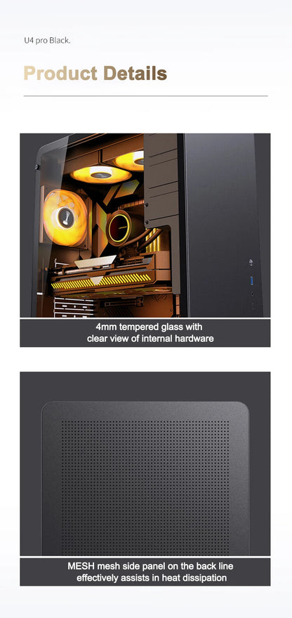 JONSBO U4 Pro MESH ATX Case Black/White All Aluminum Small Desktop Computer Chassis For 240 Water Cooler 280-330mm Graphics Card